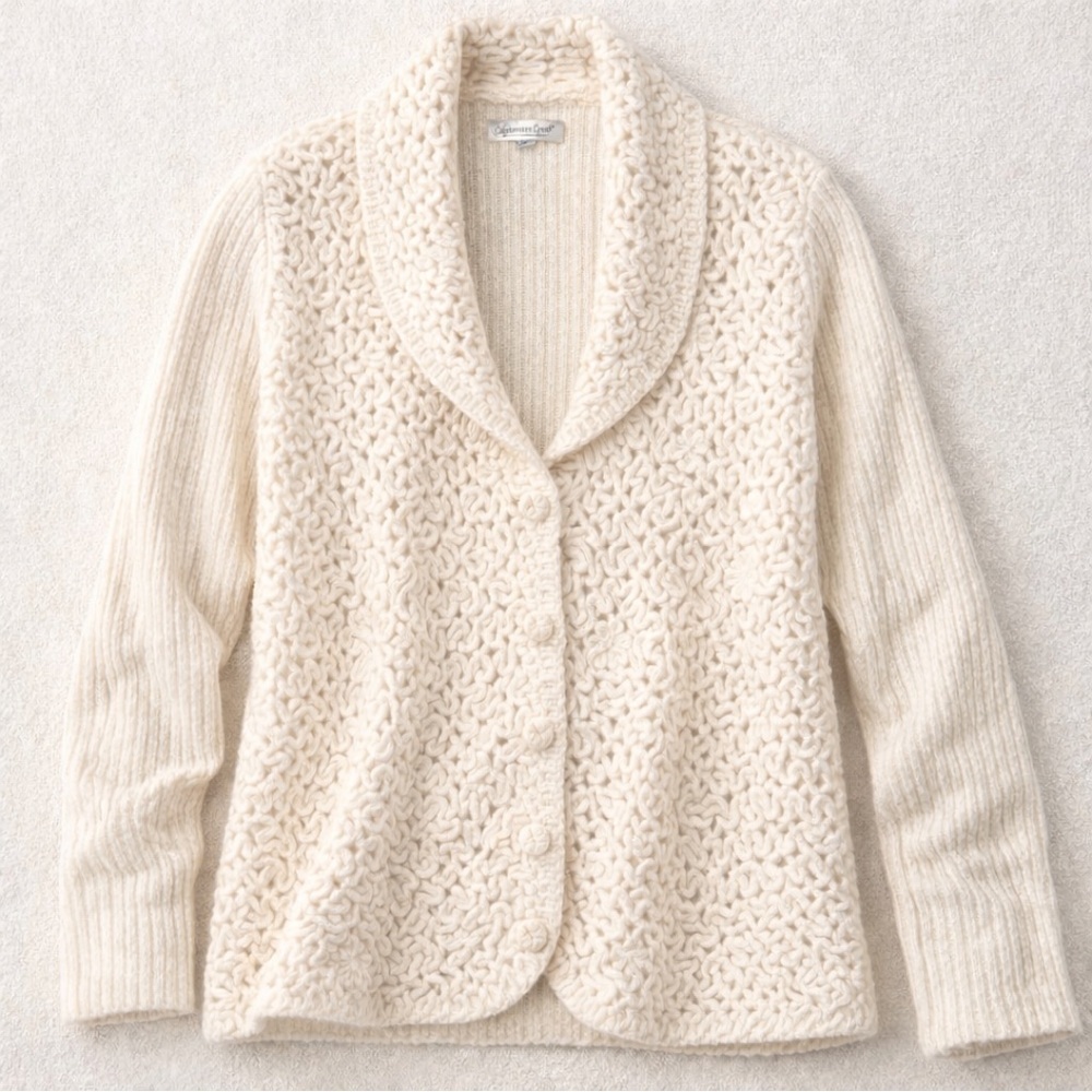 Vintage Coldwater Creek 90s Angora Wool Blend Button Down Cardigan Large Rabbit